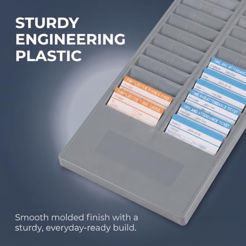 Time Card Holder for Wall Mount * 24 Slots Heavy Duty Plastic Attendance Rack with Numbered Slots for Office Factory School Organization, Blue