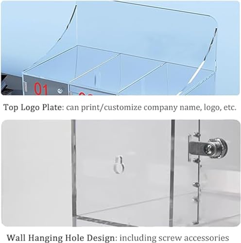 RJYYYDS Acrylic Cell Phone Locker Box with Door Locks and Keys Wall Mounted Clear Storage Box for Office School Classroom Secure Phone Storage Solution 50 Uni,16