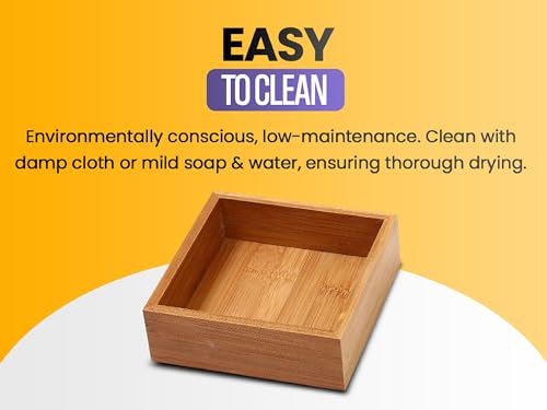 YBM Home Bamboo Drawer Organizer Storage Box for Kitchen Drawer, Junk Drawer, Office, Bedroom, Children Room, Craft, Sewing, and Bathroom, 6 Pack 10x14x2 inch