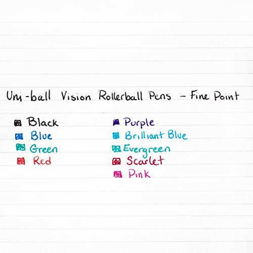 4 X Uni-Ball Vision Stick Rollerball Pens, Fine Point, Blue Ink, Pack of 12 (60134)