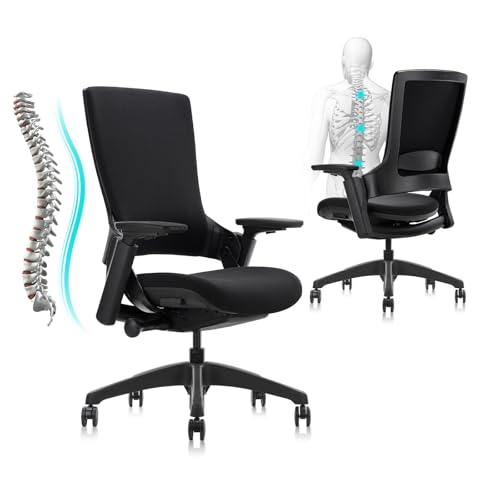 CLATINA Office Chair Swivel Executive Chair, Adjustable Ergonomic Computer Chair with 3D Armrest and Lumbar Support, Fabric Backrest Task Chair for Home Office Conference Room