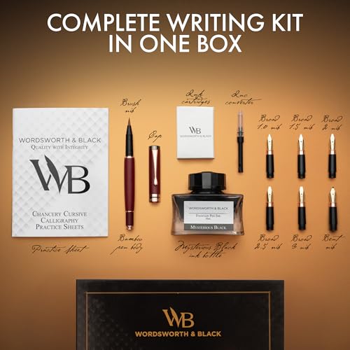Wordsworth & Black Luxury Bamboo Violet Calligraphy Pen Set, 6 Nibs