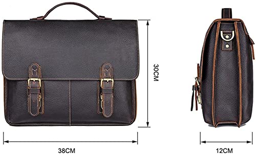 XIXIDIAN Men's Leather Messenger Bag, 15.6 Inches Laptop Briefcase Business Satchel Computer Handbag Shoulder Bag for Men (Size:38x12x30cm) (Color : Brown)