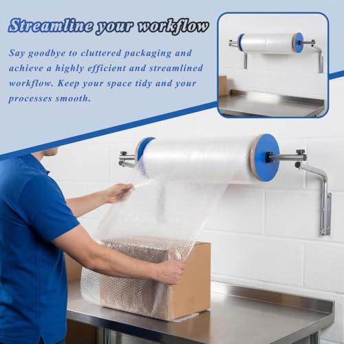 MiBoce 40cm Wall Mount Bubble Wrap Roll Holder, Bubble Foam Wrap Roll Dispenser, Thickened Galvanized Pipe Material, Easy to Install, for Packing Moving Shipping Protection Factory Express