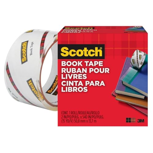 Scotch Book Tape, 2 in x 540 in Rolls, 24-Pack