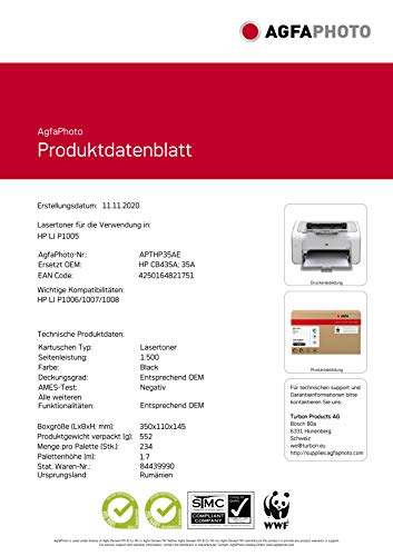 AgfaPhoto APTHP35AE Laser Toner 1500pages Black Toner Cartridge