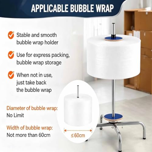 ZephPerton Heavy Duty Bubble Wrap Dispenser, Manual Standing Wrapping Roll Stand | Space-Saving Vertical Design Organized and Easy to Dispense, Ideal for Warehouses, Moving and Shipping Width 40cm