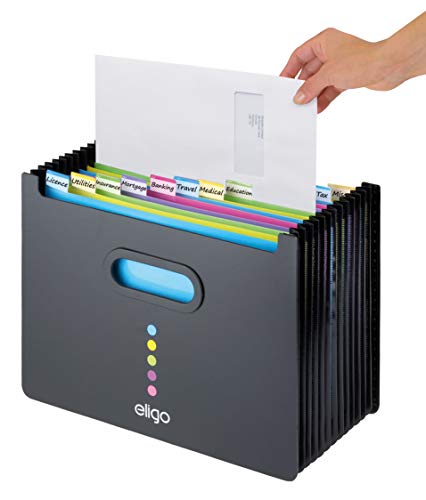 Snopake A4 Eligo Landscape Desk Expander 13-Part – Black [Pack of 1] Ref: 15174