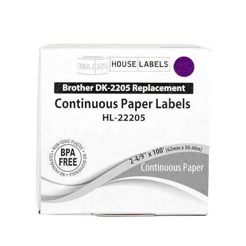HouseLabels Compatible with Brother DK-2205, Lavender, 2-4/9" x 100'