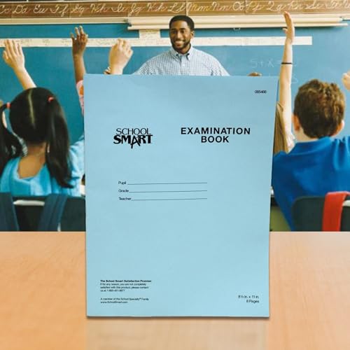 School Smart Examination Blue Book with 8 Pages, 8-1/2 x 11 Inches, Pack of 100 Books