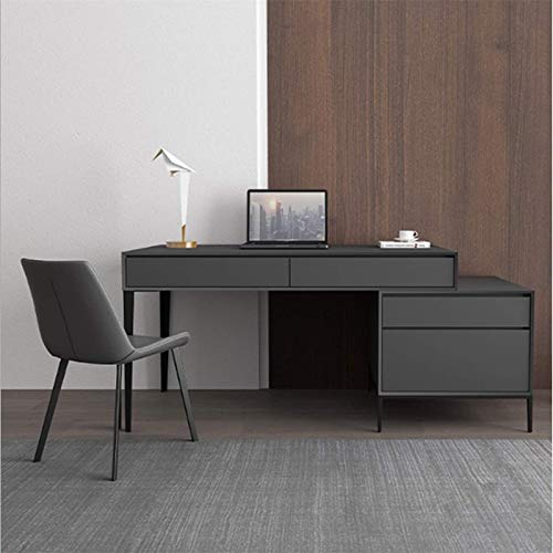 Computer Desk Home Desk with Drawers Gaming Industrial Computer Desk Bedroom Convenient Storage Multiple (Gray) 160 75 75cm