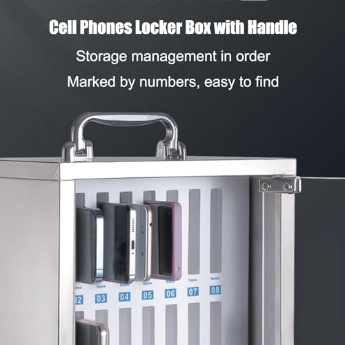 Cell Phones Storage Cabinet Cell Phone Holder, Wall- Mounted Locker Box Mobile Phone Desktop Organizer, Classroom Pocket Chart Stainless Steel Storage Locker Box, for Schools/Offices/Gyms, 24 grids