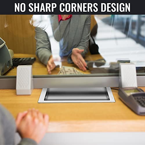 Hasopy Cash Window Drop-in Deal Tray, 304 Stainless Steel Cash Register Tray for Gas Stations Banks Cash Register Window,14" (L) X 10" (W) X 2" (D)