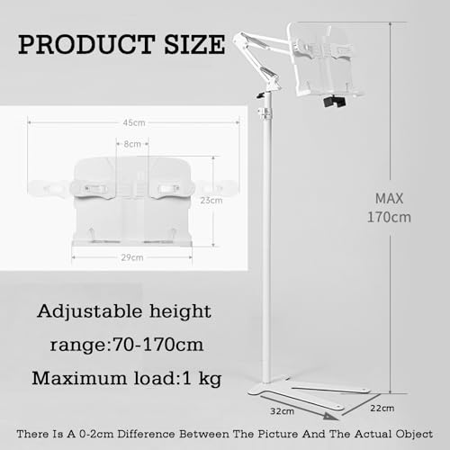 Adjustable Portable Bedtime Reading Shelf, 70-170 Cm Music Stand for Sitting, Standing, Laying Down, Or Exercising - Versatile Height-Adjustable Book Holder,