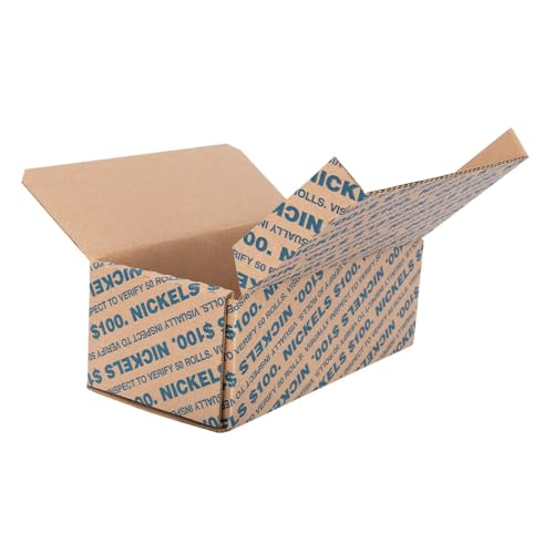 Nickel Holder Box Pack and Ship Storage Box Package of 50 Blue and Brown Holds 50 Wrapped Rolls 100 Dollar Capacity