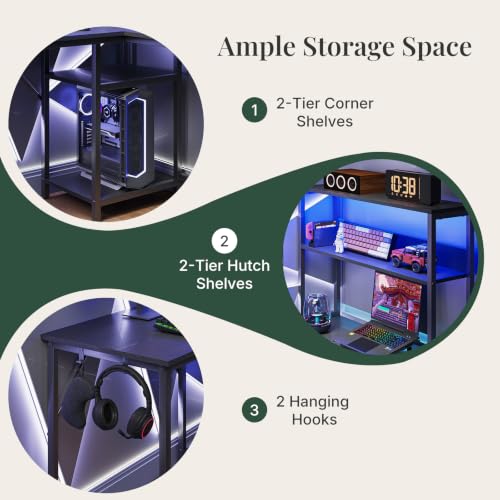 HAPPYMONT 53" L Shaped Gaming Desk Reversible Corner Desk for Home Office