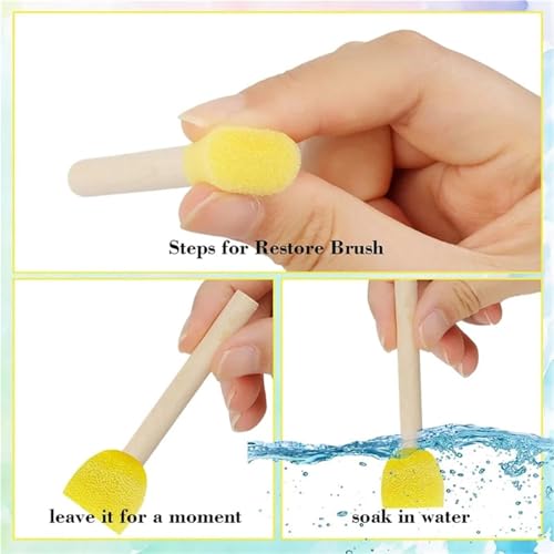 Foam Brushes for Painting 120 Pcs Round Foam Paint Brushes - Sponge Brushes Fitted with Wooden Handles for Art & Craft Projects