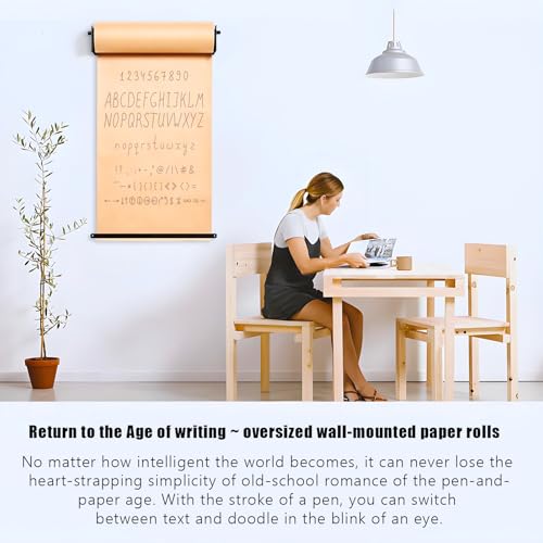 36‘’ Wall Mounted Kraft Paper Dispenser Holder,Brown Paper Roll Holder, Heavy-Duty Paper Cutters Butcher Paper Dispenser to-Do Lists, DIY Drawing, Taking Note, Artwork Black 36inch
