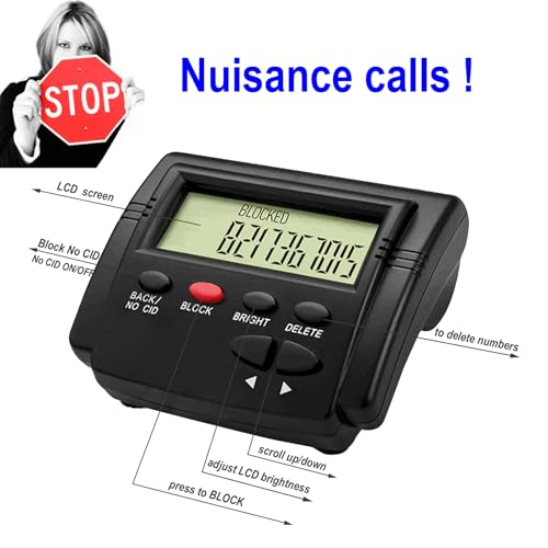 TelPal Call Blocker Box for Landline Phones with Caller ID Display, 4000 Number Capacity - to Block Hidden Numbers, Telemarketer Calls, Nuisance Calls, Hidden Numbers,Area Codes & Spam Calls