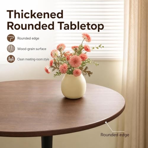 RIXNOMA Round Conference Table, Wooden Meeting Room Table with Thickened Top and Wood Base for Office Conference Rooms, Small Office Spaces, and Boardroom Meetings