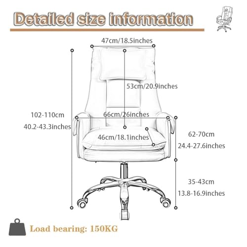 Executive Chair Comfortable Managerial Chairs Home, 360° Rotation Computer Chair, Ergonomic Office Chairs with Headrest, Bearing 150KG(Black)