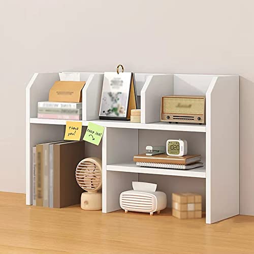 VHDY85KA Bookcase Bookcase Storage Rack Office Desk Small Storage Rack Living Room Multi-Layer Desk Storage Rack Wood Bookshelf, White Modern