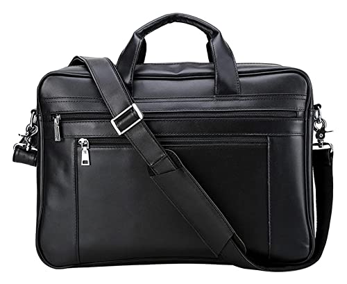 Men Expandable 17inch Laptop Bag Vintage Leather Office Handbag Large Satchel Messenger Shoulder Crossbody