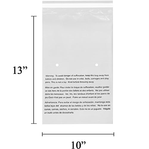 10" X 13” (2000 Count) Self Seal Clear Poly Bags with Suffocation Warning for Packaging, Shipping, FBA Storage - Permanent Adhesive