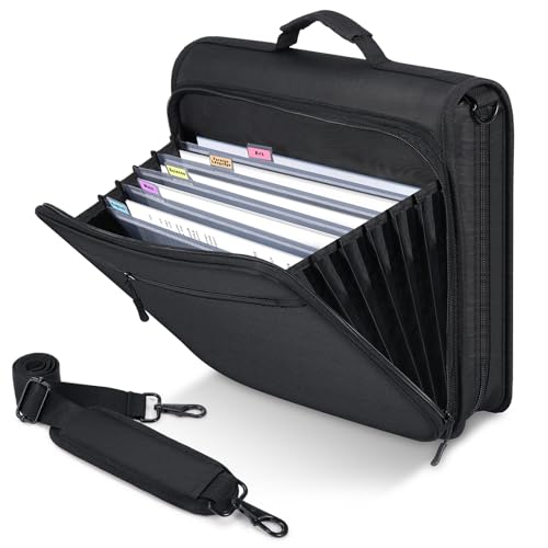 MoKo Zipper Binder, 2-Inch 3-Ring, 500 Sheets, 5-Tab File Folders, Black