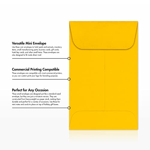 LUXPaper #1 Coin Envelopes | 2 1/4" x 3 1/2" | Sunflower Yellow | 80lb. Text | 500 Qty