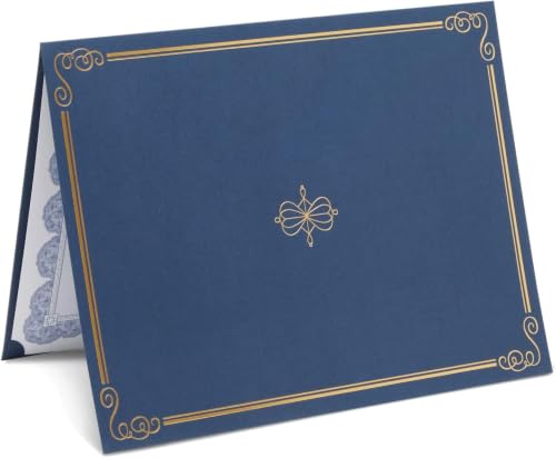 Paper Junkie Certificate Holders (Navy Blue, 48 Packs), Award Diploma Covers Gold Foil Border, for Letter Size 8.5x11 Certificates, Cardstock, Document Papers