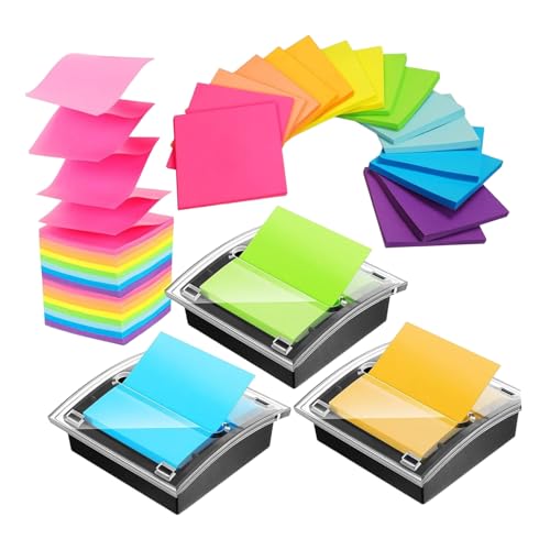 3 Pieces Transparent Note Holder with 24 Assorted Color Sticky Notes Ideal for Offices School and Home Use School Supplies Planner