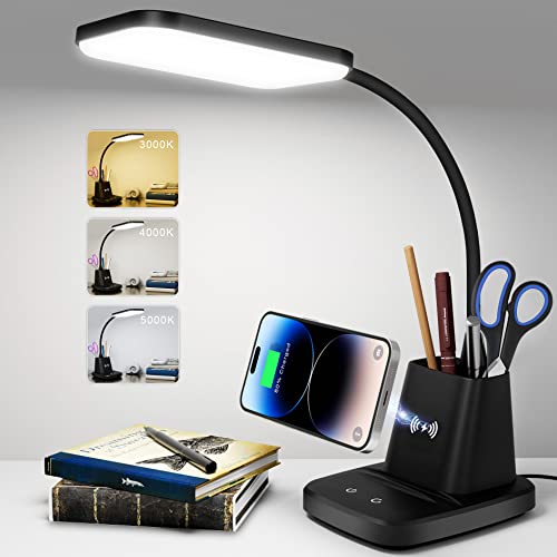 Sailstar LED Desk Lamp with 10W Wireless Charging & Pen Holder, Black