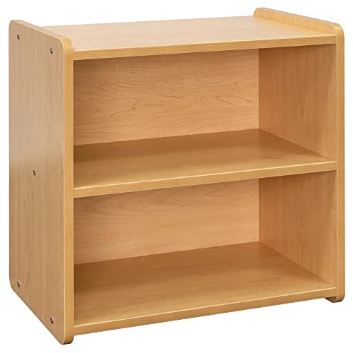 Tot Mate Single-Sided 2-Shelf Storage Cabinet for Kids and Toddlers, Free-Standing Wooden Bookshelf for Classroom, Preschool, 24" W x 23.5" H (Maple, Ready-to-Assemble)