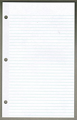 Ruled Filler Paper, 6" x 9.5", 3-Hole, Mylar Reinforced 20lb White - 100 Sheets