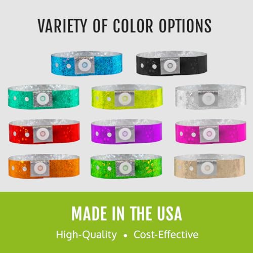 500 WristCo Premium Holographic Gold VIP Plastic Secure Snap Wristbands