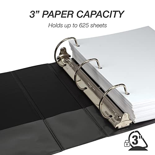 Samsill Durable 3 inch 3 Ring Binder, D Ring Binder, 100% Recycled Chipboard, Black, Pallet of 288 Binders in 24 Cartons