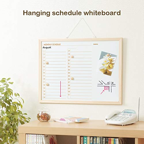 Whiteboard RENRUIRUI- Monthly Schedule, Hanging Magnetic Memo Board, Wooden Frame, Effective Planning Time and Improving Efficiency (Size : 90X60CM)