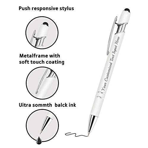 Betenshtresk Up to 150 Pcs Personalized Ballpoint Pen Custom Pens Free Engraved Bulk with Name Logo Soft Black Ink Stylus with Touch Metal Office Gift for Anniversaries Graduations Birthdays