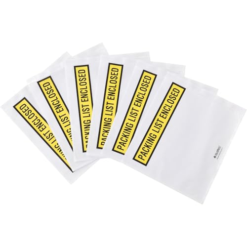 Global Industrial Panel Face Envelopes, "Packing List Enclosed", 12"L x 10"W, Yellow, 500/Pack
