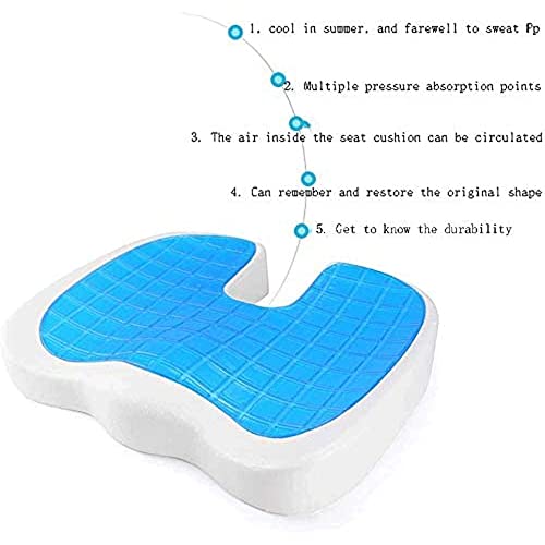 Feilx Gel Enhanced Seat Cushion - Non-Slip Orthopedic Gel & Memory Foam Coccyx Cushion for Tailbone Pain - Office Chair Car Seat Cushion - Sciatica & Back Pain Relief