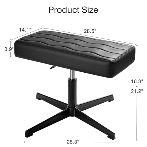 VECELO Under Desk Footrest, PU Ergonomic Foot Rest with Comfort Padding, Height Adjustable for Relieving Leg Pain, Stiffness, and etc, Black