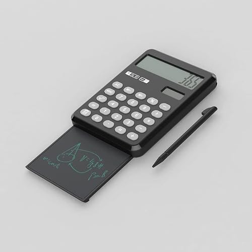 QERTYHJK Handwriting Board Calculator Pull-Out 12-Digit Solar Power Supply Compact Portable Large-Screen