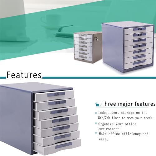 Desktop File Data Cabinet,flat file cabinet, with Security Lock A4 Box for Office , Desktop Cabinet with Safety Lock, 5/7 Tier Brown/blue cabinet, Increase Office Work Efficiency. ( Color : Blue , Siz