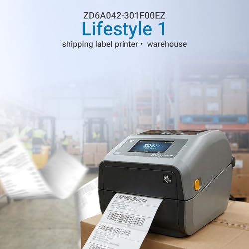 ZD621 Thermal Transfer Desktop Label Printer for 4x6 Shipping Labels & Barcodes, 8 IPS Speed, 203 DPI, USB, Ethernet, Serial Connectivity for Network Printing - ZD6A042-301F00EZ