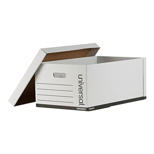 Universal One Lift-Off Lid File Storage Box, Legal, Fiberboard, White, 12/Carton (95221)