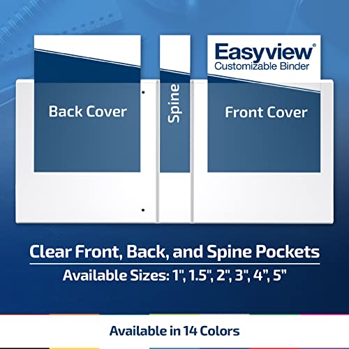 Easyview 3-Ring Binder, Clear-View Cover, 3" Round Rings, Lime Green, 6 Pk