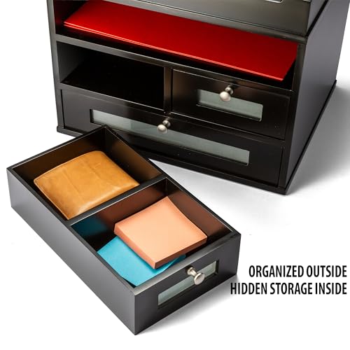 Victor Wood Midnight Black Collection, Tidy Tower Desktop Organizer, Black, (5500-5)