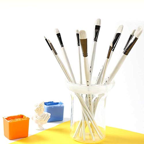 HBJWOV Wooden Handle Long Tail Oil Paint Brushes Painting Pen DIY Art Supplies Watercolor Brush 6Pcs Art Stationery Wolf Hair
