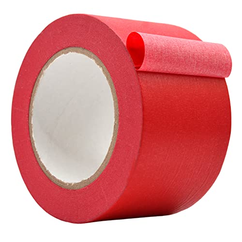 WOD Colored Masking Tape, Red, 3 inch x 60 yds. Colorful Teacher Painters Tape for Fun DIY Art & Crafts, Lab Labeling, Writable & Classroom Decorations